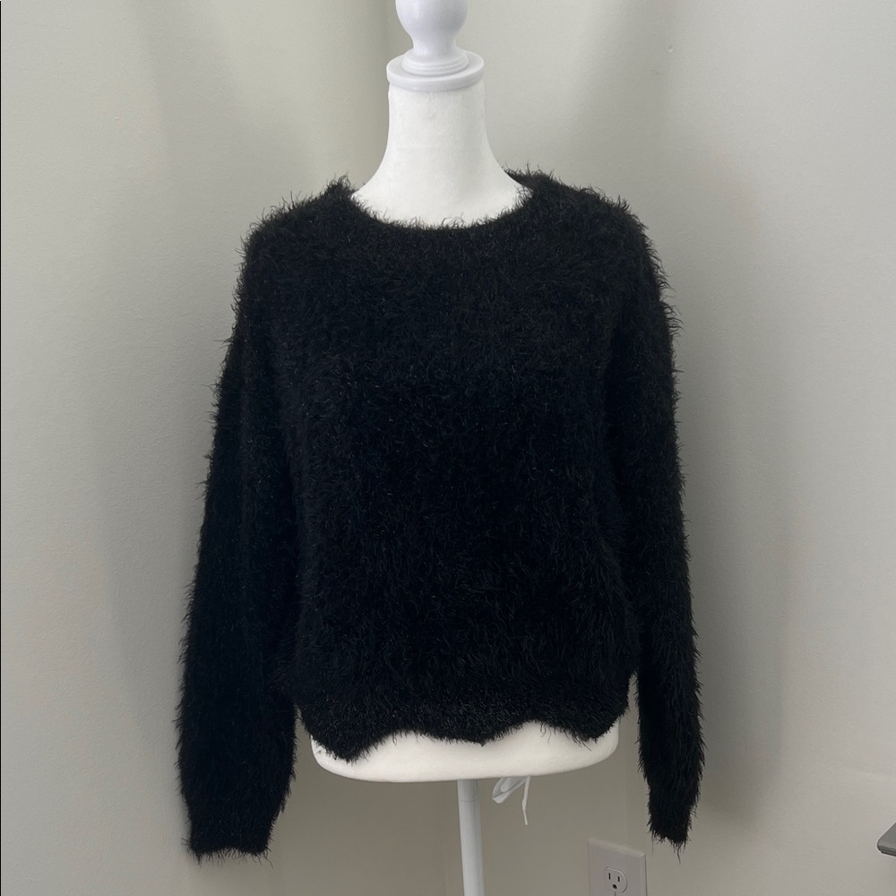 Cozy Black Fuzzy Sweater